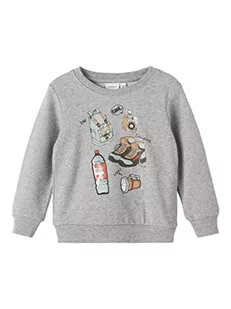 NAME IT Bluza chłopięca Nmmorm Light Sweat Box Bru, szary melanż, 92 - Bluzy dla chłopców - miniaturka - grafika 1