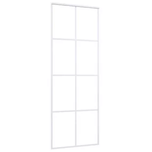 Drzwi przesuwne, szkło ESG i aluminium, 76x205 cm, białe 151668 VIDAXL - Drzwi wewnętrzne - miniaturka - grafika 4