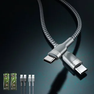 REMAX Sury 2 PD nylonowy kabel przewód USB Typ C Power Delivery 2.0 100W 20V 5A 1m srebrny (RC-174c) - Kable USB - miniaturka - grafika 2