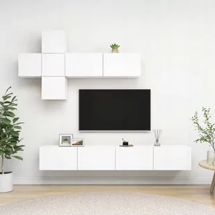 vidaXL 7-cz zestaw szafek TV biały płyta wiórowa 3078709 - Meblościanki - miniaturka - grafika 1