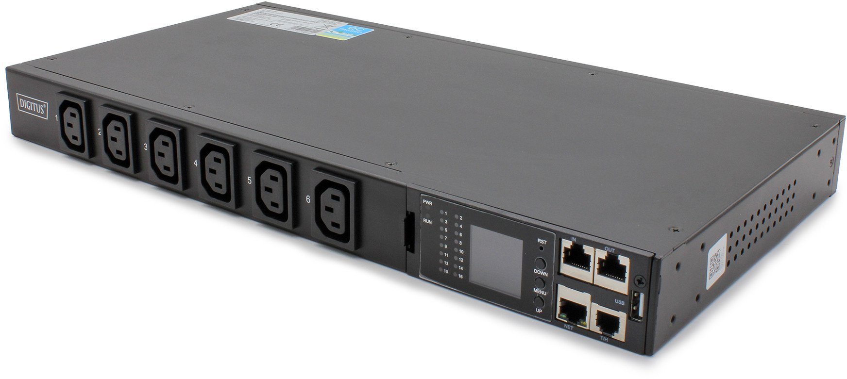 Listwa zasilająca SMART PDU 1U, gniazdo zasilające IEC320 C20 16A/250V, gniazda 12x C13, 16A DN-DP-H1-12C13