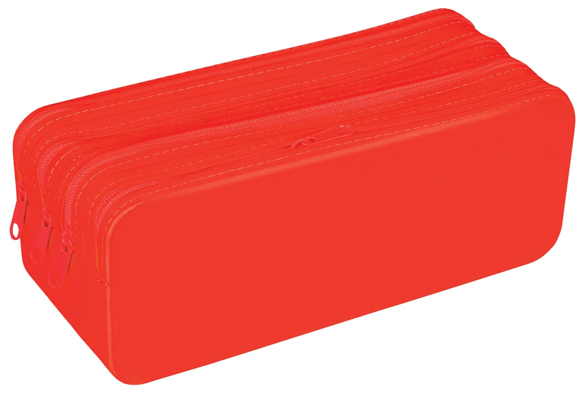 Piórnik silikonowy czterokomorowy GIMBOO, 200x80x75mm, czerwony