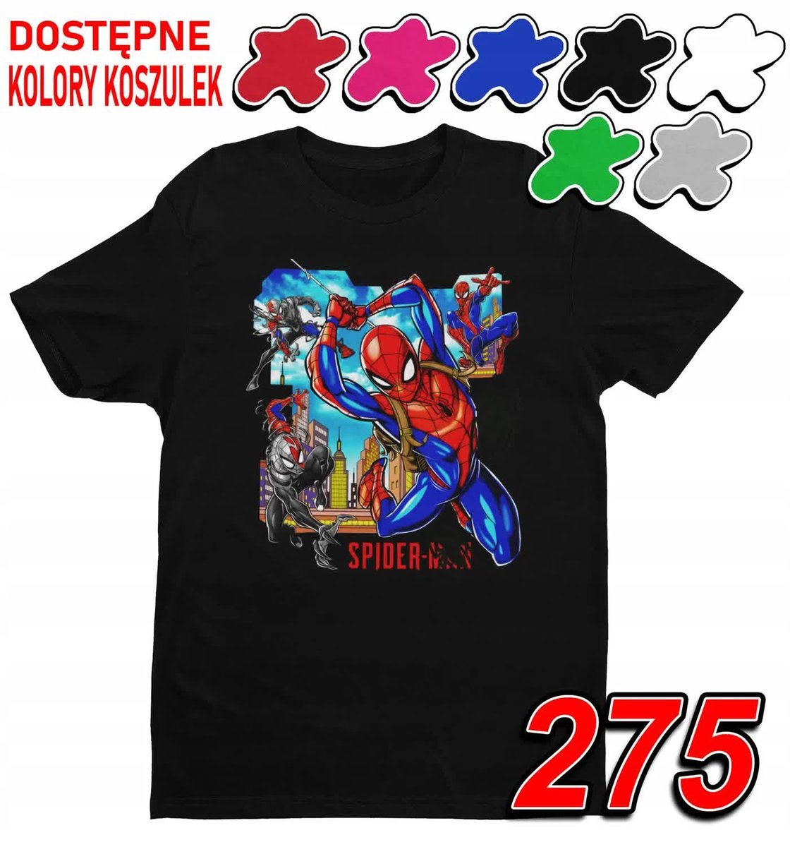 Dziecięca Koszulka Z Nadrukiem Avengers Spiderman Marvel - L 146-152