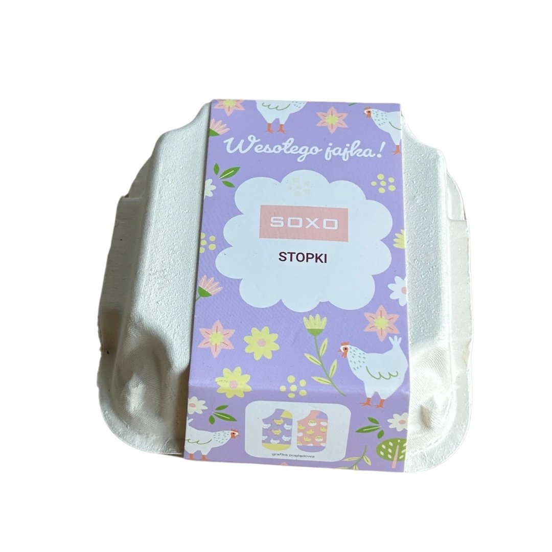Wielkanocne skarpetki stopki 2-pak w wytłoczce soxo KURCZACZKI 27-30