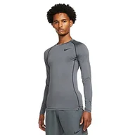 Koszulki sportowe męskie - NIKE Męskie Pro długie rękawy obcisłe dopasowanie Iron Grey/Black/Black M - miniaturka - grafika 1