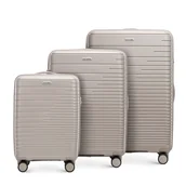 Walizki - Zestaw walizek z polipropylenu z błyszczącymi paskami - miniaturka - grafika 1