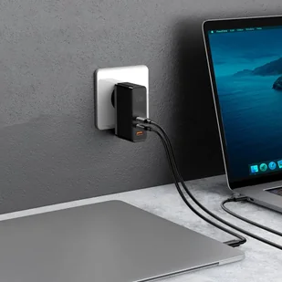 Baseus GaN Mini szybka ładowarka 2x USB Typ C / USB 120 W Power Delivery 3.0 Quick Charge 4+ SCP FCP AFC + kabel USB Typ C (100 W - 20V / 5 A 1 m) biały (CCGAN-J02) hurtel-67949-0 - Ładowarki do telefonów - miniaturka - grafika 33
