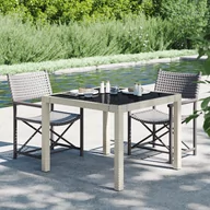 Stoły ogrodowe - vidaXL Stół ogrodowy 90x90x75 cm szkło i rattan PE beżowy 316703 - miniaturka - grafika 1