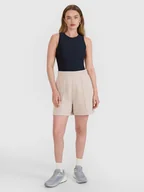 Spodnie sportowe damskie - 4F Spodenki dresowe damskie - beżowe M - miniaturka - grafika 1