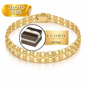 Bransoletki - BRANSOLETKA ZŁOTA 585 14K PIATTO SZEROKA DIAMENTOWANA 20 CM ELEGANCKA - miniaturka - grafika 1