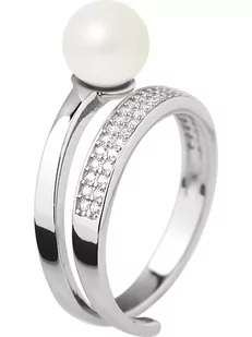 Pearline Srebrny pierścionek z perłą i cyrkoniami - Pierścionki - miniaturka - grafika 1