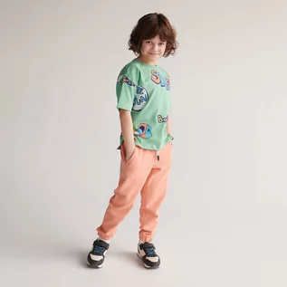Spodnie i spodenki dla chłopców - Reserved Dzianinowe spodnie dresowe - Pomarańczowy - grafika 1