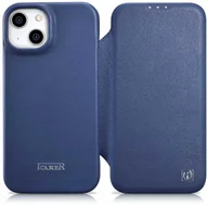 Etui i futerały do telefonów - iCarer CE Premium Leather Folio Case skórzane etui iPhone 14 Plus z klapką magnetyczne MagSafe niebieski (WMI14220715-BU) - miniaturka - grafika 1