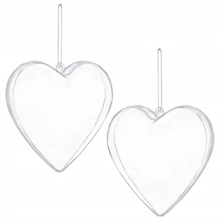 Bombki akrylowe 12cm serce plastikowe decoupage zestaw 2 szt. - Bombki - miniaturka - grafika 1