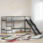Łóżka dla dzieci i młodzieży - vidaXL Łóżko piętrowe dla dzieci z zjeżdżalnią Czarny i antracyt - miniaturka - grafika 1