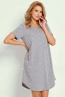 Bielizna nocna - Koszula nocna Meg szara w białe kropki 3XL - miniaturka - grafika 1
