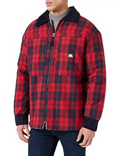 Kurtki męskie - Southpole Męska kurtka Check Flannel Sherpa Jacket, kurtka z podszewką z materiału Sherpa, czerwona kratka, rozmiary S - XXL, czerwony, XXL - grafika 1