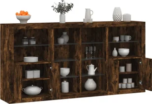 vidaXL vidaXL Szafka z oświetleniem LED, przydymiony dąb, 202x37x100 cm - Szafki RTV - miniaturka - grafika 1