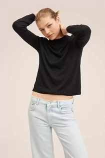 Swetry damskie - Mango sweter z domieszką wełny damski kolor czarny lekki - grafika 1
