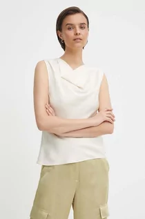 Bluzki damskie - Calvin Klein bluzka damska kolor beżowy gładka K20K207036 - grafika 1