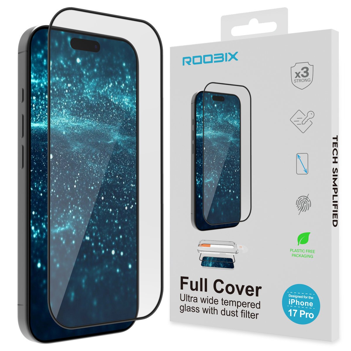 Szkło hartowane 9H Roobix Full Cover do iPhone 17 Pro Max
