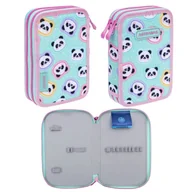Piórniki - Astra Piórnik Szkolny Podwójny Dwuklapkowy Bez Wyposażenia Minty Pandas - miniaturka - grafika 1