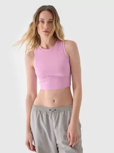 Crop top slim damski 4F 4FWSS24TSLEF066-56S Różowy - Koszulki i topy damskie - miniaturka - grafika 1
