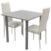 Meble do sypialni - Zestaw stół Lugano 80 szary i 2 krzesła Nicea białe - miniaturka - grafika 1
