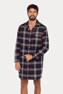 Piżamy męskie - Flanelowa koszula nocna męska JOSE L Ciemnoniebieski - miniaturka - grafika 1