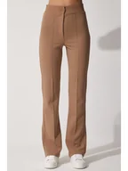Spodnie damskie - Hapiness Istanbul Spodnie w kolorze jasnobrązowym - miniaturka - grafika 1