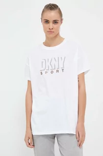 Koszulki sportowe damskie - Dkny t-shirt bawełniany kolor biały - DKNY - grafika 1