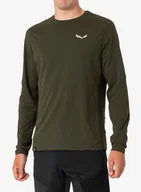 Bluzy sportowe męskie - Bluza bez kaptura Salewa Pedroc Dry L/S Tee - dark olive - miniaturka - grafika 1