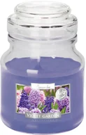 Świece - BISPOL Świeca w szkle SND71-343 FIOLETOWY OGRÓD, 120 g - miniaturka - grafika 1