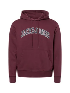 Jack & Jones Męski sweter z kapturem - JJEcaleb Mężczyźni czerwony jednolity, S - Swetry męskie - miniaturka - grafika 1