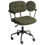 Fotele i krzesła biurowe - Beliani Krzesło obrotowe ALGERITA Boucle Ciemnozielony - miniaturka - grafika 1