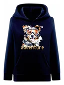 Bluzy dla chłopców - Chłopięca bluza z kapturem nadruk psa w goglach granatowa Tup Tup - miniaturka - grafika 1