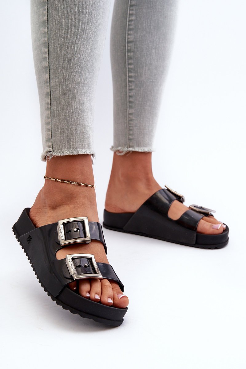 Damskie Klapki Gładkie ZAXY HH285157 Czarne-35/36