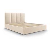 Łóżka - Beżowe aksamitne łóżko dwuosobowe Mazzini Beds Juniper, 180x200 cm - miniaturka - grafika 1