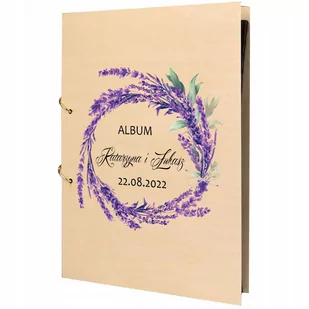 DREWNIANY ALBUM A4 PAMIĄTKA WESELE ŚLUB LAWENDA Y2 - Pasmanteria - miniaturka - grafika 1