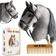 Maskotki i pluszaki - HOBBY HORSE KOŃ NA KIJU KONIK GŁOWA KONIA SZARY + GRZEBIEŃ + PUDEŁKO [M-HORSE4-P] - miniaturka - grafika 1