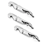 Korkociągi i otwieracze - 3-pak korkociąg do wina ze stali nierdzewnej nóż kelnerski otwieracz do wina z otwieraczem do butelek nóż do folii nóż sommelierski wielofunkcyjne sztućce kelnerskie korkociąg do wina ręczny korkociąg srebrny - miniaturka - grafika 1