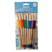 Kredki, ołówki, pastele i pisaki - Ołówki 8 szt zestaw z kolorowymi gumkami i uchwytami - miniaturka - grafika 1