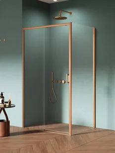 Kabina prysznicowa prostokątna lewa 100x80 miedziana D-0812A/D-0341B Prime New Trendy Copper Brushed - Kabiny prysznicowe - miniaturka - grafika 1