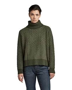 G-STAR RAW Damski sweter Structure Turtle Loose Knit, Zielony (Dk Green C928-884), XS - Swetry damskie - miniaturka - grafika 1