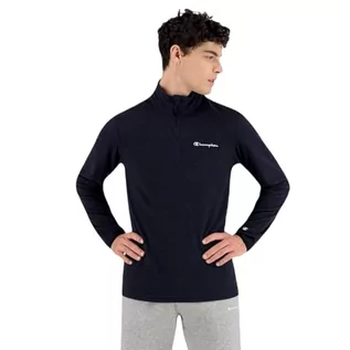 Koszulki męskie - Champion Legacy Micro Polar Fleece - Skrypt Logo Half Zip Topy Bluza, Niebieski, S Męskie FW23, Blu Marittimo, S - grafika 1