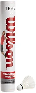 Wilson Piłka do badmintona, Team 60 Shuttlecocks, puszka 12 szt, 77 grains, biała, pióro/korek naturalny, WRT60240077 - Badminton - miniaturka - grafika 1