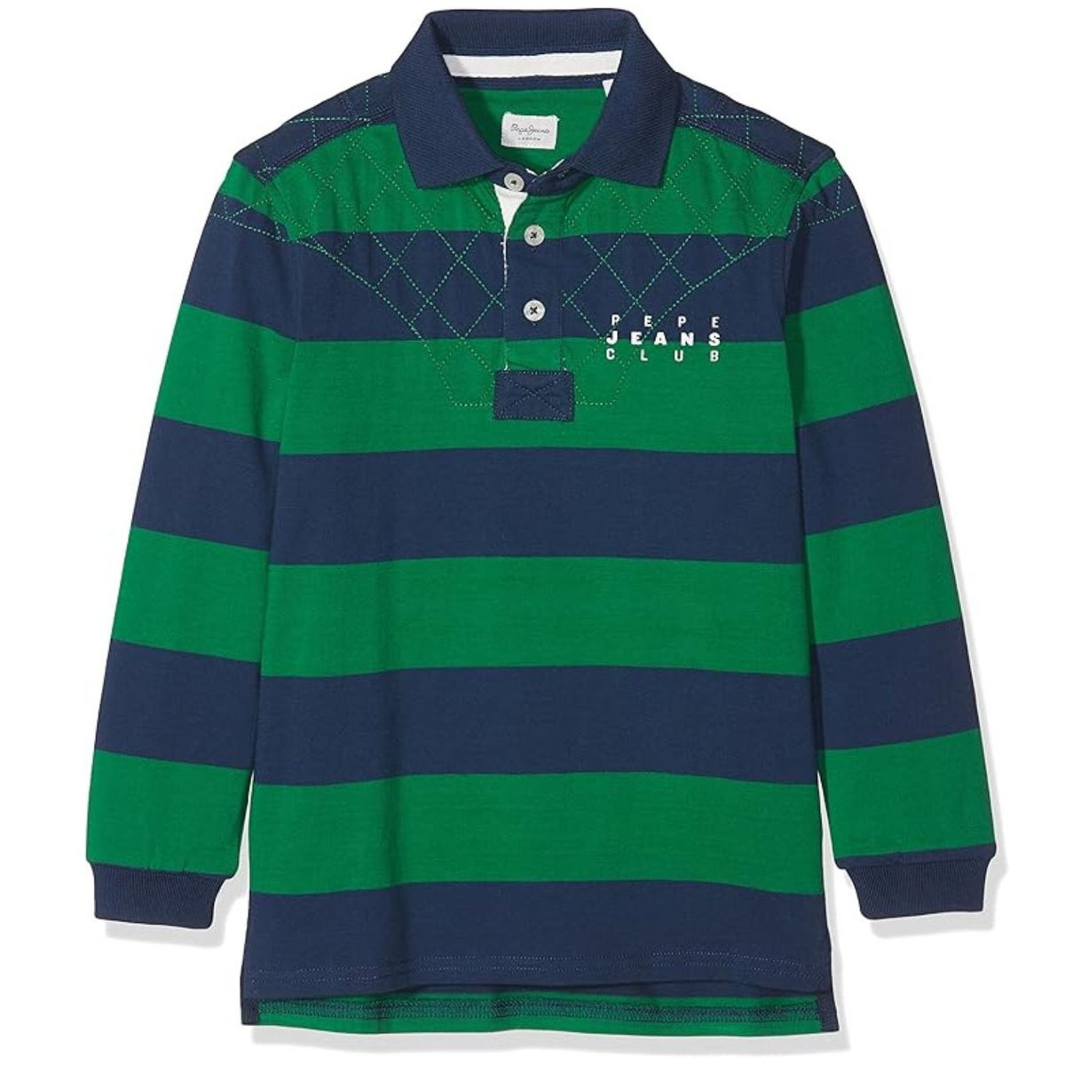 Koszulka chłopięca Pepe Jeans Patrick polo zielona w paski-140