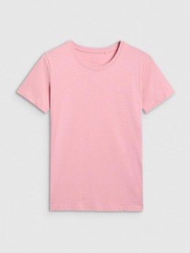 4F T-shirt Damski Regular Gładki F2356 Jasny Róż L