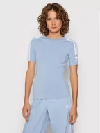 Koszulki i topy damskie - Adidas T-Shirt H33545 Niebieski Tight Fit - miniaturka - grafika 1