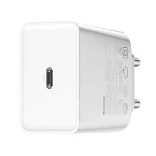Baseus szybka ładowarka sieciowa USB Typ C Power Delivery 18 W 3 A + kabel USB Typ C - Lightning 2,4 A 1 m biały (TZCCFS-X02) - Ładowarki do telefonów - miniaturka - grafika 2